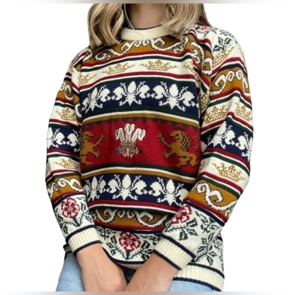 Natural Brand Vintage 90s Prince Of Wales Sweater Made In England